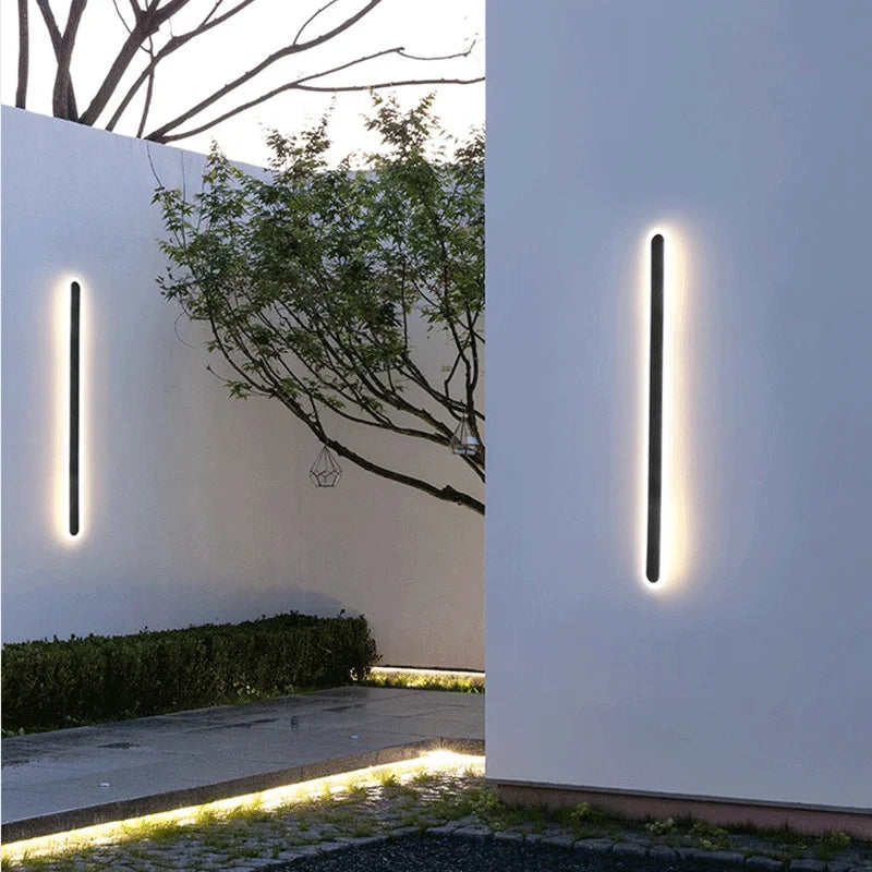 Bar Shaped Exterior Landscape Long Strip Slim LED Wall Lights Outdoor Modern Waterproof IP65 Linear Lamps Garden Porch Sconce