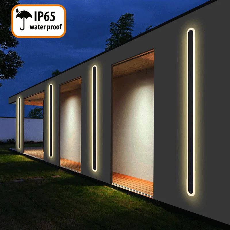 Bar Shaped Exterior Landscape Long Strip Slim LED Wall Lights Outdoor Modern Waterproof IP65 Linear Lamps Garden Porch Sconce